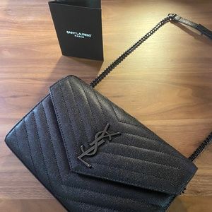 YSL Black Wallet On Chain Black Hardware